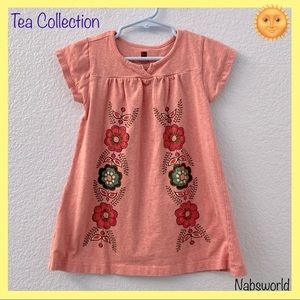 COPY - TEA COLLECTION PINK/FLORAL SPLIT NECK SHORT SLEEVES DRESS! 🌞